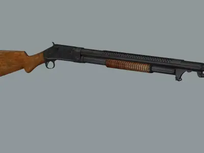 Winchester Model 1897 Low-Poly 3D Model Low-poly 3D model