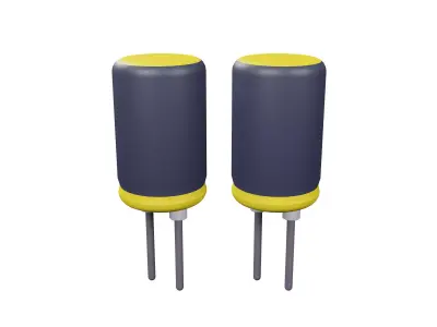 Capacitor 3D Model two capacitors Low-poly 3D model
