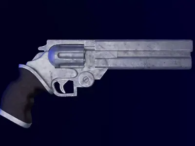 sci-fi revolver with a heavy Steel Serpent silver gun vash  3D model