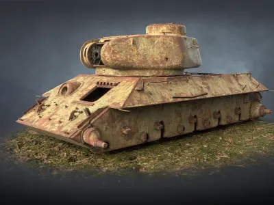 Tank T-34-85 Rusted Low-poly 3D model
