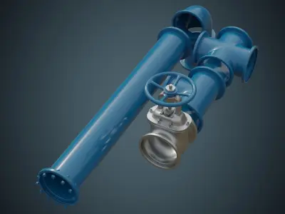 Industrial Pipes 6A Low-poly 3D model