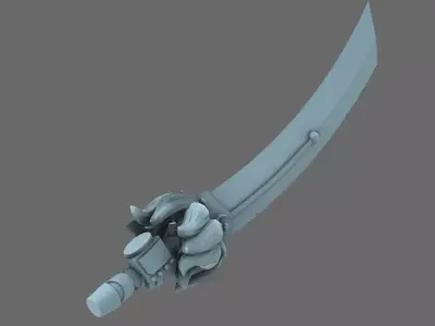 Cyber Samurai Demon Dog Sword RIGHT 3D print model
