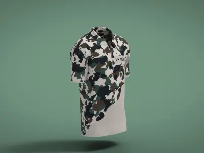 Military Outfit - T-shirt Low-poly 3D model 54