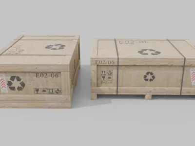 Customizable Wooden Crate Duo - Flat and Narrow 3D model