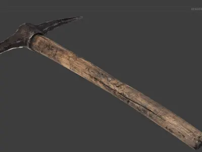 Old Steel Pickaxe 3d Model Low-poly 3D model