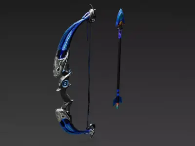 Cartoon Cyber Bow and Arrow PBR 3D Model Low-poly 3D model