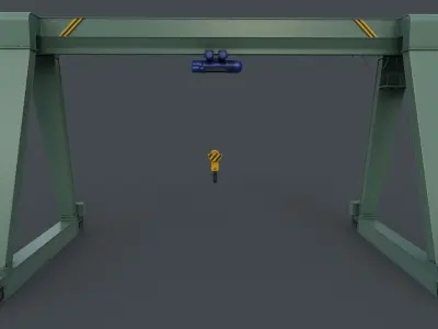 PBR Single Girder Gantry Crane V1 - GREEN LIGHT Low-poly 3D model