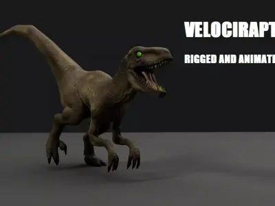 Velociraptor Rigged 3D model