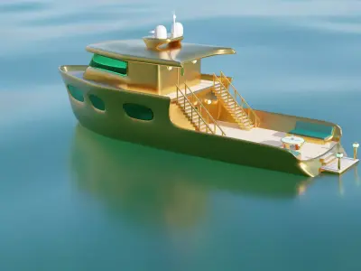 Golden yacht 3D model