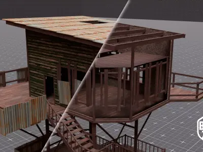 Watch Tower Low-poly 3D model get