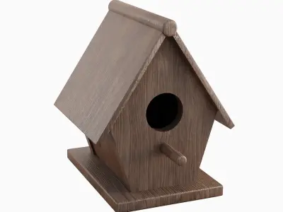 Wooden Birdhouse Set D Low-poly 3D model