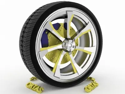 ORTAS CAR WHEEL RIM 107 GAME READY WHEEL RIM TIRE 3D model