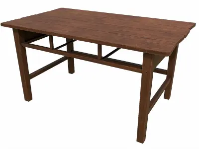 Pack of 6 Medieval Wooden Tables Low-poly 3D model