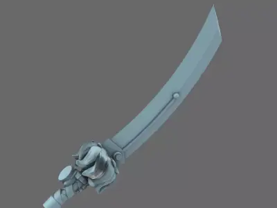 Cyber Samurai Demon Dog Sword LEFT 3D print model
