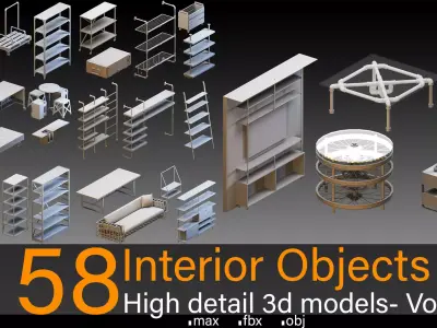 58 Interior Objects- Vol 03- High detail 3d models 3D model