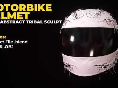 Motorcycle Helmet with Tribal Sculpt 3D model