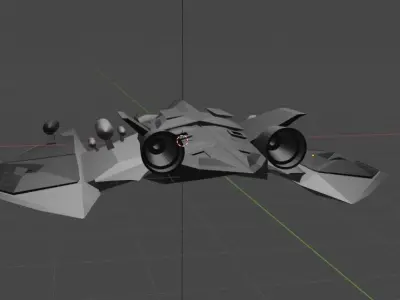 Glider spaceship with two blades Low-poly 3D model