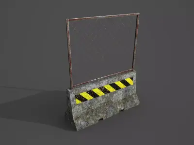 Concrete barrier  Low-poly 3D model 2