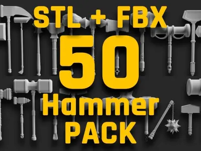 50 Hammer Pack stl fbx obj Low-poly 3D model