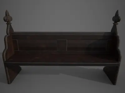 Gothic Bench Low-poly 3D model