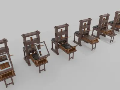 Letterpress printing machine and type molding 3D model