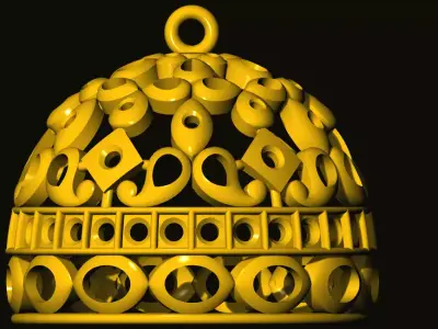 jumka ornate golden bell 3D print model