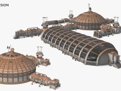 Space Colonization Base Greenhouse 01 Clean and Dirty 3D model