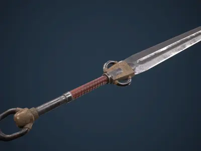 Fantasy Barbarian Sword PBR Low-poly 3D model