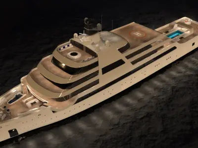 Solaris Explorer Yacht Night Scene 3D model