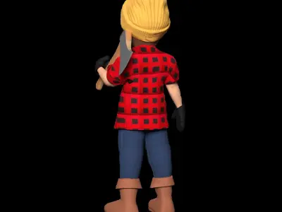 Woodcutter Lumberjack Low-poly 3D model