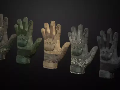 Tactical gloves pack Low-poly 3D model