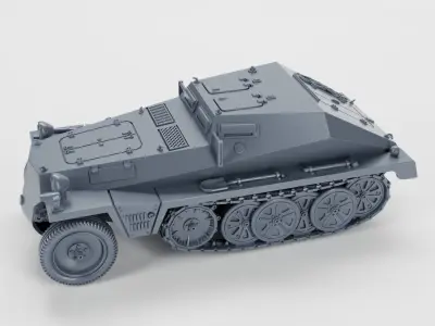 Sd Kfz 252 Leichte Gepanzerte and trailer 3D print model