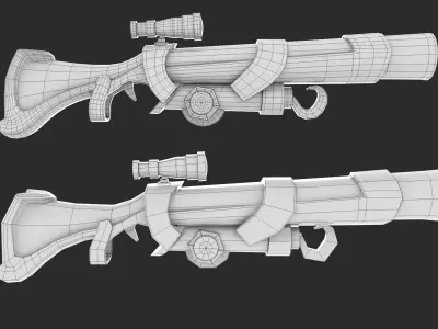 Stylized shotgun model Low-poly 3D model