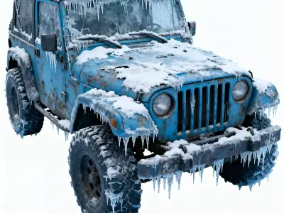 Frozen Damaged Off Road Jeep 3D Model V01 Low-poly 3D model