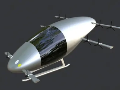 Low Poly Simple Cartoon Flying Car Low-poly 3D model