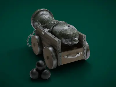 3D Old Vessel Cannon  3D model