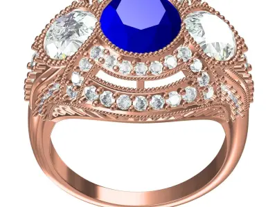 Antique Art Deco Style Cocktail Ring 2 3D print model