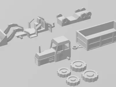 Farm Tractor Equipment Set  3D print model