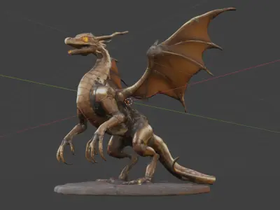 Steampunk Dragon with a Brass Copper and Iron Exoskeleton 3D model