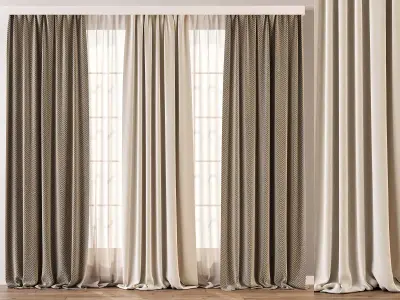 Herringbone and Sheer Curtain  Free 3D model