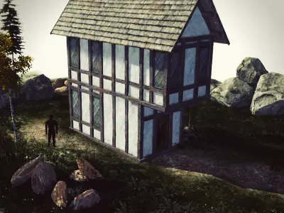 15 Medieval Buildings and 12 Props for Games Low-poly 3D model