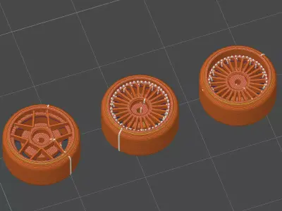 WEDS 3 pack wheels in HW scale 3D print model