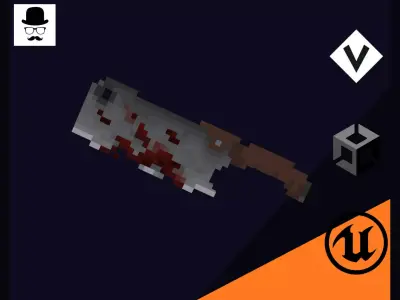 Voxel Chopper Knife Dagger 4 - Lowpoly Weapons Low-poly 3D model