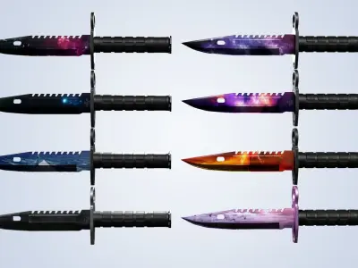 M9 Bayonet Knife with 8 Skin - Low Poly Game Ready Low-poly 3D model