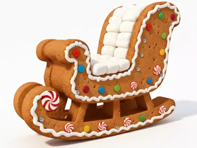 Sugar Rush Gingerbread Sleigh 3D Model Low-poly 3D model