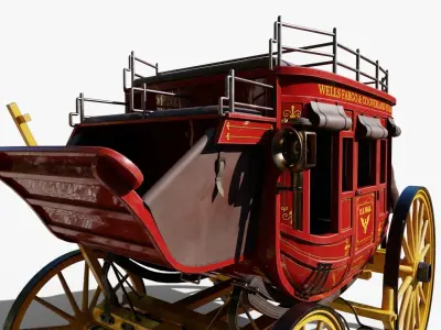 Stagecoach Wagon Low-poly 3D model