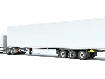 Semi Truck with Refrigerator Trailer 3D model