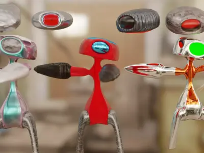 Free Robots and Drones Free low-poly 3D model