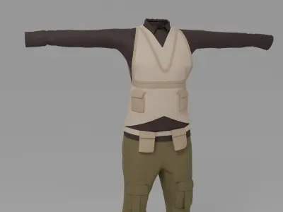 WW1 Fighter Pilot Uniform Low-poly 3D model