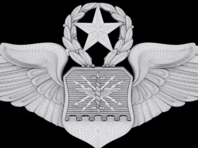 USAF Master Combat Systems Officer Wings Badge 3D model